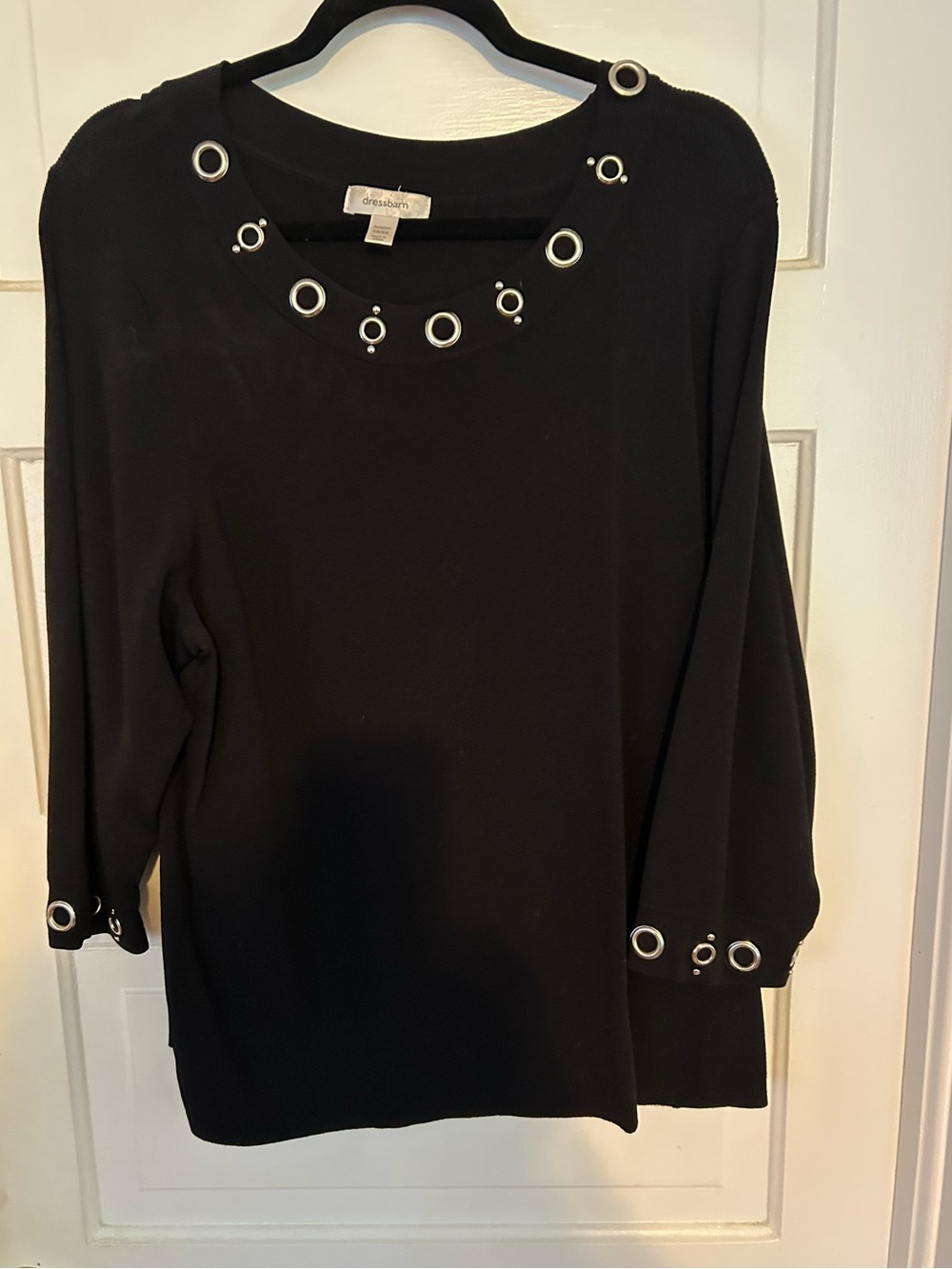 Dressbarn Black top with Gold Grommet Accents